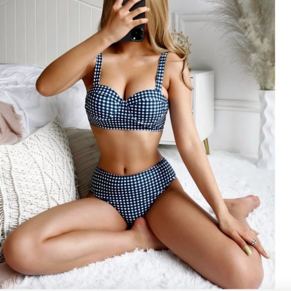 Other - Gingham Push Up High Waisted Bikini Swimsuit